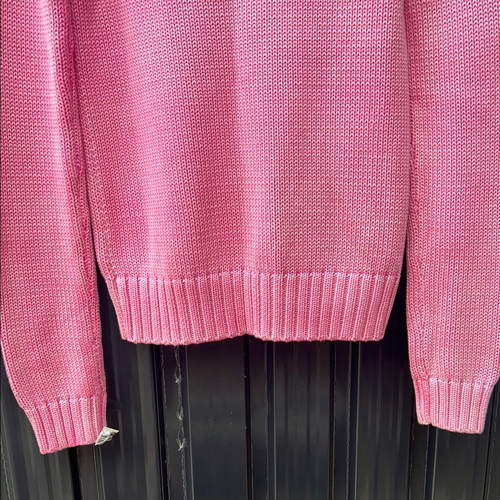 RALPH LAUREN Heritage American Flag 100% Cotton Chunky Knit Spell Sweater Pink - Picture 14 of 16